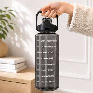 Botella de Agua Motivacional de 2000 ml, Mini Botella Deportiva a Prueba de Fugas con Marcadores de Tiempo para Gimnasio, Oficina y Viajes - Product Image 1