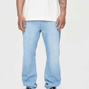 Men's <b>Light</b> Wash Straight Leg High Waist Denim Jeans Casual Cotton Regular Fit Spring Style - Product Image 3