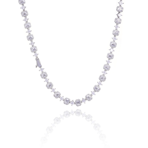 Mens 925 Silver Moissanite Baguette Chain Iced Pave Geometric Link <b>Statement</b> <b>Necklace</b> Luxury Fashion Jewellery - Product Image 2