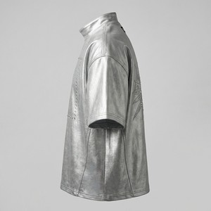 เสื้อยืดเจอร์ซีย์ผ้าฝ้ายแท้ 100% ประดับคริสตัลแบบกำหนดเอง สำหรับผู้ชาย หรูหรา สีเงินเมทัลลิก ลายดาว  ทรงโอเวอร์ไซส์ สไตล์สตรีทแวร์ - Product Image 4