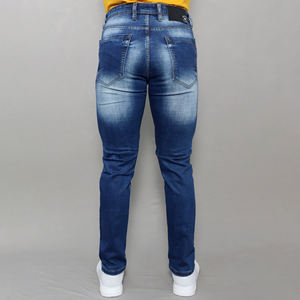 Jeans en denim de coton extensible bleu taille mi-haute pour hommes Gex en gros - Product Image 4