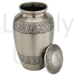 Elegante Urna Funeraria de Metal Color Plomo para Cenizas Humanas, con Bandas Grabadas en Negro, Urna Conmemorativa para Adultos, Fabricante OEM ODM - Product Image 5