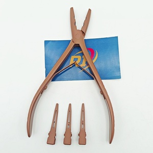 Professional Brown Color Two Hole Hair Extension Pliers Stainless Steel Micro Ring Nano Bead Pliers Tool OEM <b>Clips</b> - Product Image 5