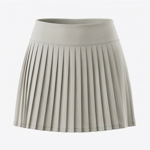 Women Pleated Mini <b>Skirt</b> <b>Elastic</b> <b>Waist</b> Solid Color Breathable Polyester <b>Skirt</b> All Seasons Wear - Product Image 1