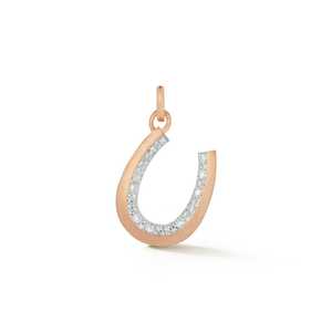 Pendentif fer à cheval en or 14 carats avec diamant de laboratoire, serti pavé, monture noircie, minimaliste, breloque amovible, pour usage quotidien, or 10k 14k 18k - Product Image 3