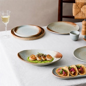 Juego de Vajilla de Porcelana Ecológica de Color Amarillo Natural con Patrón de Líneas Entrelazadas Únicas en Varios Estilos - Product Image 5