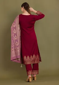 Safaa Winter aaliyah Premium Acrowool Tissu non coupé en acrowool tissé pour robes et ensembles en laine pour femmes avec étole, pour l'hiver - Product Image 4