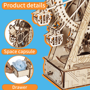 Carillon in Legno 3D Fatto a Mano a Forma di Ruota Panoramica con Ingranaggi 'You Are My Sunshine' per Regali di Compleanno, Festività e Natale - Product Image 5