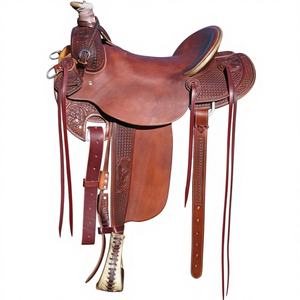 Sillín de Montar de Cuero de Búfalo Marrón y Negro, Estilo Inglés, con Alfombra, Unisex, Absorbente de Sudor, Premium - Product Image 3