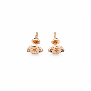 18K Rose <b>Gold</b> Diamond Geometric Stud Earrings for Women High Polish Contemporary Daily Wear Party Jewelry Gift - Product Image 4