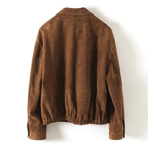 4263 Hot Sale Loose Goatskin Coat American Retro Style Brown Turn-down Collar <b>Suede</b> <b>Jackets</b> for <b>Women</b> - Product Image 2