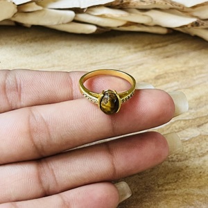 Market Favorite Dainty Brass <b>Ring</b> <b>Tiger</b> <b>Eye</b> Boho Gold Plated <b>Ring</b> Minimal Vintage Trendy Classic <b>Ring</b> Wholesale <b>Ring</b> For Women - Product Image 2