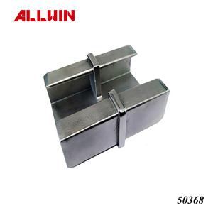 Barandilla de vidrio con riel de sujeción, brida de pared, tubo rectangular de acero inoxidable, técnica de fundición, buje de cabeza, accesorios de tubería - Product Image 3