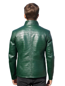 Veste en cuir de vachette plaqué effet crocodile pour homme, très vendue, pour l'hiver, vêtements décontractés d'extérieur - Product Image 3