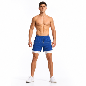 Blank Plain No Logo Double <b>Layer</b> Basketball Shorts Moisture Wicking Fabric Compression Inner Tights Back Zipper Pocket Wear - Product Image 1