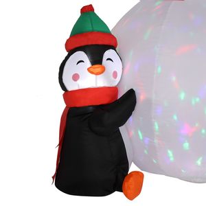 Decorazione Gonfiabile Pupazzo di Neve da 1,8 m con 3 Pinguini, 4 Catene Luminose e 1 Luce Rotante Colorata per Esterni, Decorazioni Natalizie da Giardino - Product Image 6
