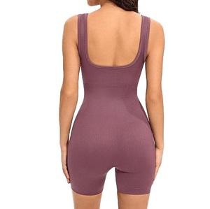 Square Neckline Yoga Jumpsuit Women Nylon Spandex Blend <b>One</b> Piece Bodysuit Sleeveless Full Length Bodycon Skinny Sexy Jumpsuits - Product Image 3