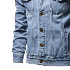 Chaqueta Vaquera Azul Retro para Hombre y Mujer, con Botones al Frente, Estilo Clásico Trucker, Informal, de Algodón Transpirable, Ligera, para Uso Diario, Estilo Urbano Informal - Product Image 5