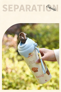 Gobelet isotherme réutilisable en acier inoxydable de 600 ml, mignon et écologique, avec couvercle et paille, pour boissons chaudes et froides - Product Image 5