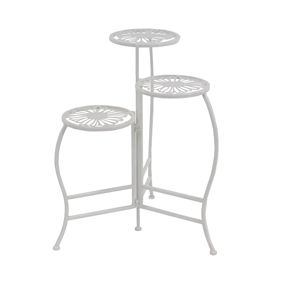 Support à plantes floral en métal blanc à 3 niveaux, 21 x 15 x 24 pouces, mobilier d'extérieur - Product Image 1