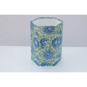 Poubelle indienne faite à la main à imprimé floral Poubelle décorative en papier Poubelle à carton imprimé Poubelle à la maison Stockage des ordures Maison - Product Image 2