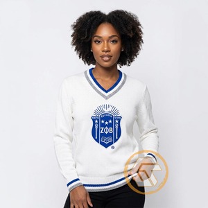 เสื้อคาร์ดิแกนไหมพรมอะคริลิกแบบสวมใส่สบายสำหรับผู้หญิง Zeta Phi Beta รุ่นขายดี ราคาประหยัด สามารถปรับแต่งได้ เหมาะสำหรับฤดูหนาว พร้อมกระดุม  เสื้อผ้าสำหรับชมรมนักศึกษา - Product Image 2