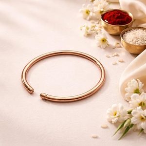 Wholesale High-Polish Copper Gold Open Cuff Smooth Tubular Alloy / Copper Metal Bangle Wristband - Product Image 2