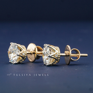 Boucles d'oreilles en or 14 carats de haute qualité avec diamants de laboratoire, design minimaliste de luxe avec pierres étincelantes, idéales pour un usage quotidien - Product Image 3