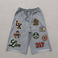 Pantalones Cortos Cargo de Algodón para Hombre con Bordado Personalizado OEM, con Bolsillos, Felpa Francesa, Moda Masculina de Verano, Ropa Urbana Estampada para Hombre