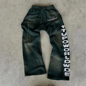 Pantalon de jogging décontracté Y2K pour homme, coupe droite, ample, évasé, à rayures, en molleton épais, effet délavé, style chasse - Product Image 5