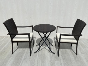 Modern Luxury High Quality 1 Folding <b>Table</b> and 2 Chairs Wicker Set for Garden Furniture <b>Balcony</b> Patio Contemporary Design - Product Image 4