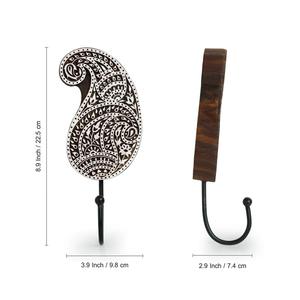 Wooden Block Print <b>Key</b> Holder with <b>Hooks</b> for <b>Wall</b> Decorative <b>Wall</b> Mounted <b>Key</b> Chain Holder for Home Decor - Product Image 6