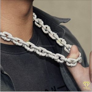 925 Sterling Silver Cuban Link <b>Chain</b> <b>Iced</b> <b>Out</b> VVS Moissanite Diamond Hip Hop Necklace for Men Fine Miami Style Jewelry - Product Image 5