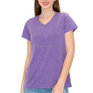 T-shirt de fitness en coton uni à broderie respirante d'été personnalisé pour femmes - Product Image 1