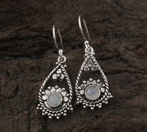 Pendientes de Plata de Ley 925 con Piedra Lunar Arcoíris Natural, Chapados en Oro Rosa, Estilo Vintage, Joyería Fina para Mujer, Regalo para Ella - Product Image 1