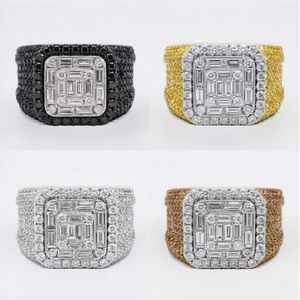 Intense Yellow <b>Men</b> <b>Ring</b> Design 18 Kt Canary Yellow Diamond baguette Cluster Engagement <b>Man</b> <b>Ring</b> with Yellow Diamond - Product Image 5