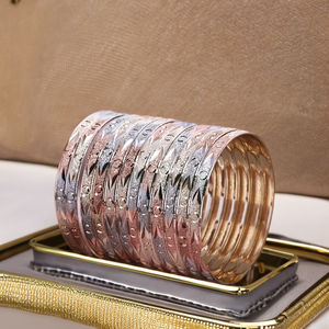 ขายส่งกำไลทอง3โทน, กำไลแฟชั่น, กำไลชุบ3โทนที่ทันสมัย, กำไลหลายสี, กำไลข้อมือทองเหลืองสามสี - Product Image 4