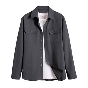 Camisa de mezclilla premium para hombre, cómoda, de manga larga, informal, con botones, tela de algodón suave para uso diario. - Product Image 3