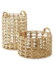 Panier de rangement en jacinthe d'eau naturelle, panier de rangement multifonctionnel - Product Image 3