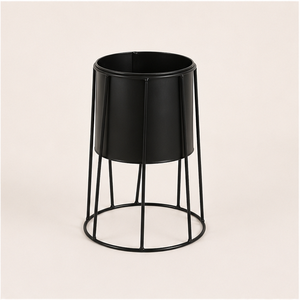 Modern Minimalist Metal Plant <b>Stand</b> with Detachable Planter <b>Pot</b> Matte Black Wrought Iron Flower Holder for Indoor Living Room - Product Image 3