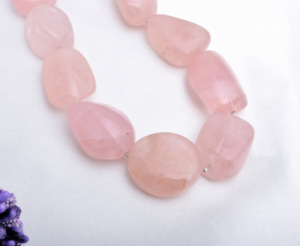 Cuentas de Cuarzo Rosa Lisas de 15 Pulgadas, Cuentas de Cuarzo Rosa Natural Lisas para Joyería Fina y Piedras Preciosas - Product Image 1