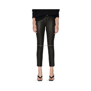 SPORTS GEARS New Arrival Winter Fashionable Solid Color Casual Lightweight PU-Coated 100% Linen High-Waist Stretchy Pants - Product Image 6
