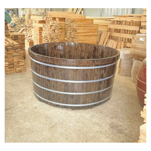 [HOT SELLING] | Japanese Ofuro Round Wooden Bathtub Cedar Barrel Soaking Tub For Spa Villa Resort From Blue Lotus Vietnam - Product Image 1