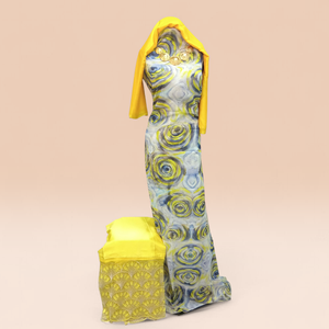 Vestido de Lujo con Estampado Floral en Lámina, Estilo Alemán-Suizo, con Chal a Juego |   Ropa de Fiesta para Mujeres Somalíes - Product Image 3