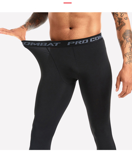 <b>Men</b> Full Length <b>Compression</b> <b>Leggings</b> Solid Color Blue Black Spandex Nylon Elastic Waistband - Product Image 5