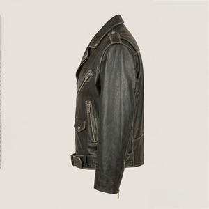 Custom Men's Leather <b>Jacket</b> Genuine Leather <b>Biker</b> <b>Jacket</b> Wholesale Vintage Motorcycle <b>Jacket</b> With Custom Logo OEM Factory - Product Image 4