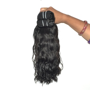 Extensiones de Cabello Humano Indio Remy Natural Negro con Puntas Gruesas, Corte Recto, Volumen Completo, Tejido a Máquina, Suaves para Mujer - Product Image 1