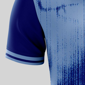 เสื้อเชิ้ตแขนสั้นผู้ชายสีน้ำเงินไล่เฉดพิมพ์ลายแบบ Sublimated น้ำหนักเบา ป้องกันแบคทีเรีย ระบายความชื้น ทรงปกติ ด้านหน้า - Product Image 5