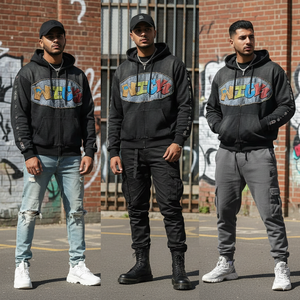 Ropa para Hombre, Sudadera con Capucha y Cremallera, Personalizada con Logotipo, Impresión en Serigrafía, Alta Calidad, Estilo Urbano, Precios Razonables, Superventas, Lavado Ácido - Product Image 3