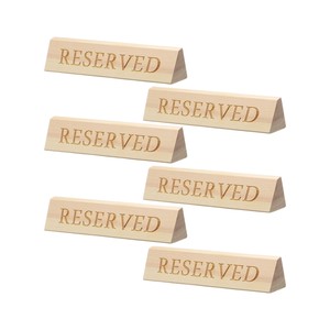 Set of 6 Black Wooden Reserved Signs Double Sided Engraved <b>Table</b> Tent <b>Name</b> Place <b>Card</b> Stand For Restaurant Event Wholesale - Product Image 1